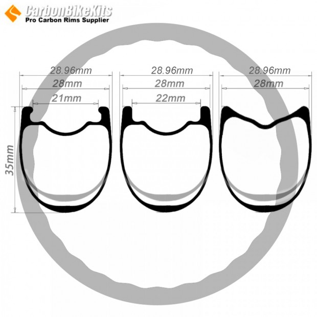 Cerchio ultraleggero da 340g forma ondulata 700C 35x28mm in carbonio tubeless con gancio/senza gancio/tubolare per bici da strada Cerchio ultraleggero da 340g forma ondulata 700C 35x28mm in carbonio tubeless con gancio/senza gancio/tubolare per bici da strada
